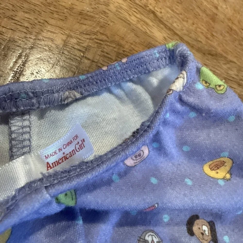 American Girl Bitty Baby 2005 Bunny Pajamas Pants Purple Animals Ruffles